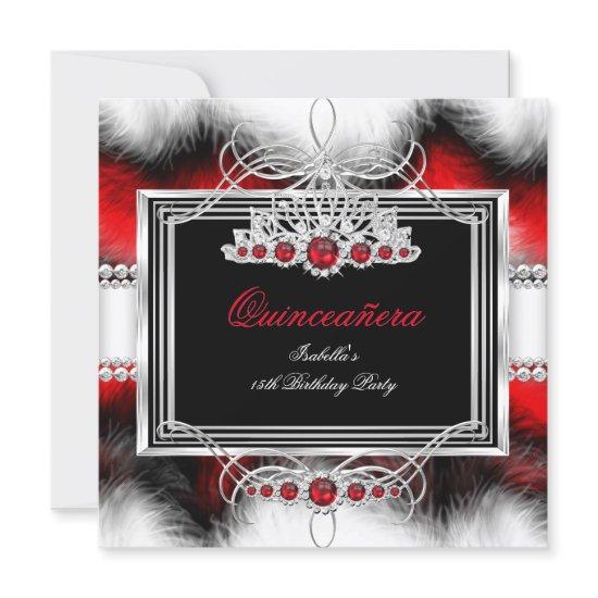 Quinceanera 15th Birthday Feather Red Pearl