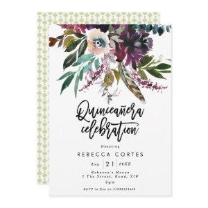 Quinceanera 15th birthday feathers floral