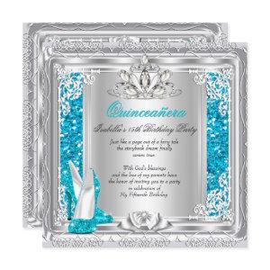 Quinceanera 15th Birthday Glitter Teal Shoes