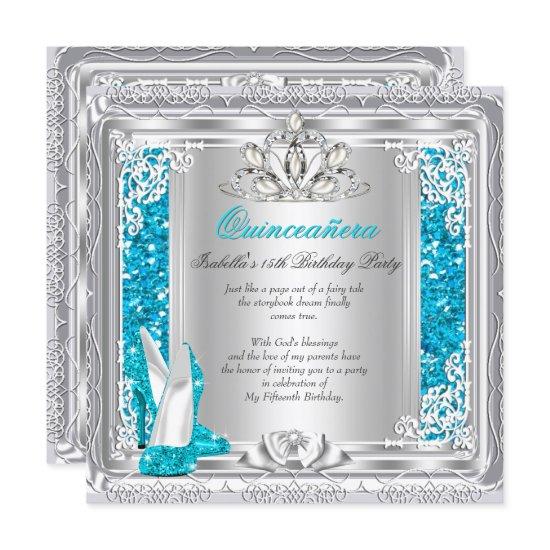 Quinceanera 15th Birthday Glitter Teal Shoes