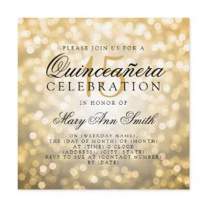 Quinceanera 15th Birthday Gold Bokeh Lights