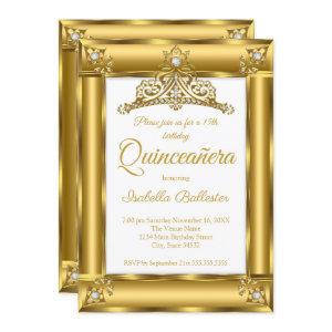 Quinceanera 15th Birthday Gold Diamond Tiara 2
