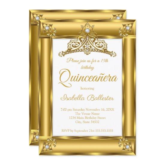 Quinceanera 15th Birthday Gold Diamond Tiara 2
