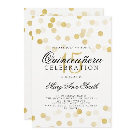 Quinceanera 15th Birthday Gold Foil Glitter Lights
