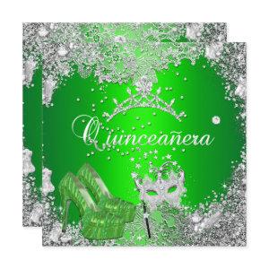 Quinceanera 15th Birthday Lime Silver Mask Tiara
