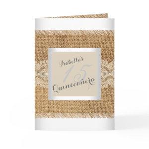 Quinceanera 15th Birthday Party beige lace Burlap