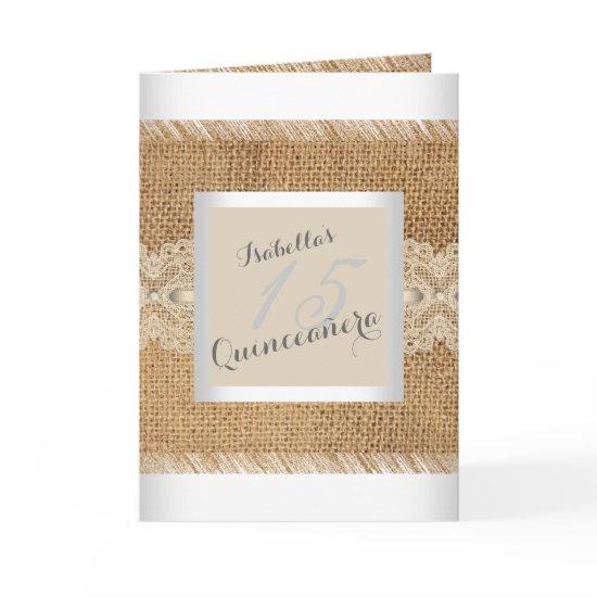 Quinceanera 15th Birthday Party beige lace Burlap