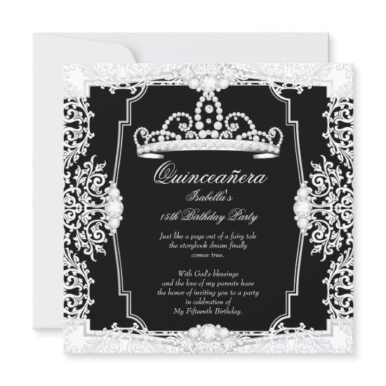 Quinceanera 15th Birthday Party Black White Lace