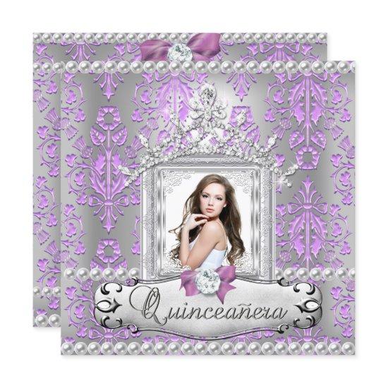 Quinceanera 15th Birthday Party Damask Lilac Pearl