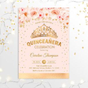 Quinceanera 15th Birthday Party - Floral Gold Pink