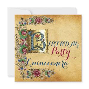 QUINCEANERA 15th BIRTHDAY PARTY FLORAL PARCHMENT