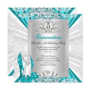 Quinceanera 15th Birthday Party Glitter Blue Heels