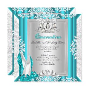 Quinceanera 15th Birthday Party Glitter Blue Shoes