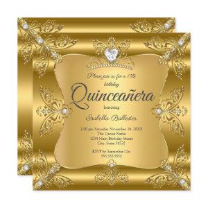 Quinceanera 15th Birthday Party Gold Diamond Tiara