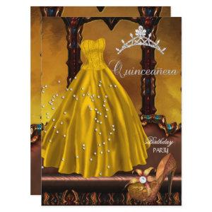 Quinceanera 15th Birthday Party Gold Dress