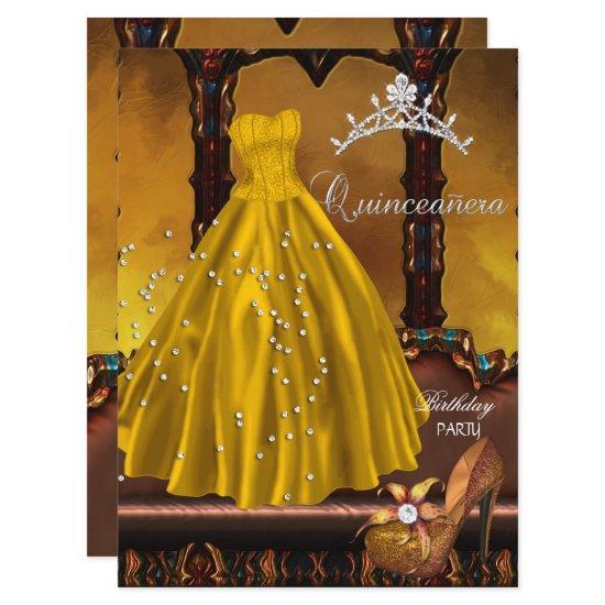 Quinceanera 15th Birthday Party Gold Dress