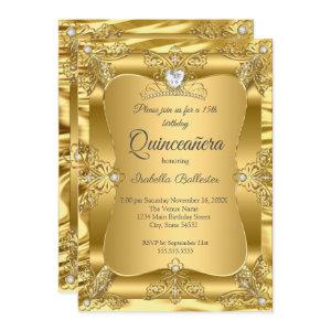 Quinceanera 15th Birthday Party Gold Gems Tiara