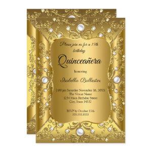 Quinceanera 15th Birthday Party Gold Pearl Jewel