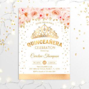Quinceanera 15th Birthday Party - Gold Pink Floral