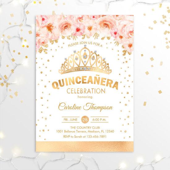 Quinceanera 15th Birthday Party - Gold Pink Floral