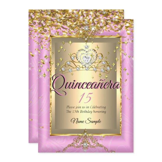 Quinceanera 15th Birthday Party Gold Pink