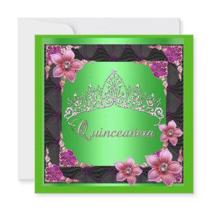 Quinceanera 15th Birthday Party lime Tiara Black