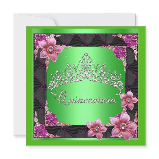 Quinceanera 15th Birthday Party lime Tiara Black