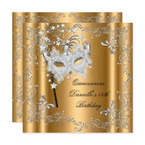 Quinceanera 15th Birthday Party Masquerade Gold