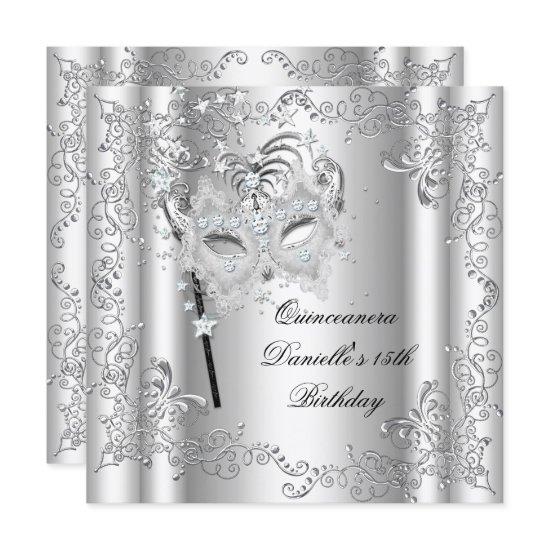 Quinceanera 15th Birthday Party Masquerade Silver