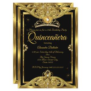 Quinceanera 15th Birthday Party Photo Gold Black
