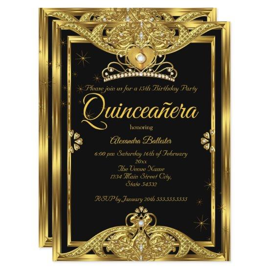 Quinceanera 15th Birthday Party Photo Gold Black