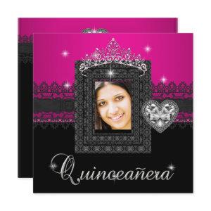 Quinceanera 15th Birthday Party Pink Black Lace 3