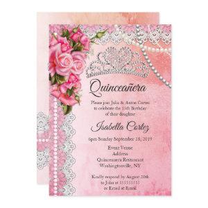 Quinceanera 15th Birthday Party Pink Roses Tiara