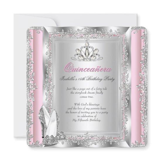 Quinceanera 15th Birthday Party Pink Silver Shoes