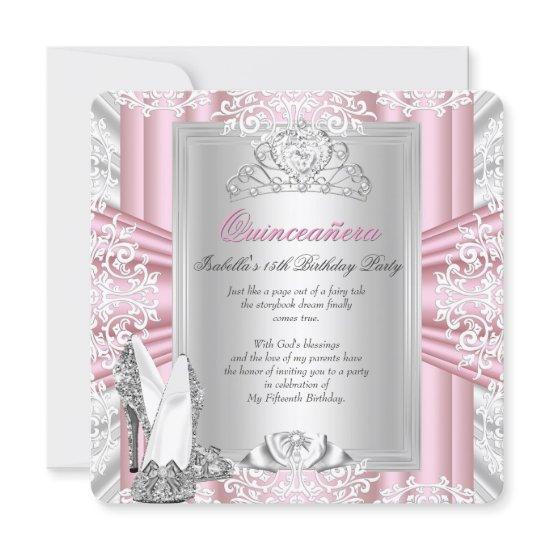 Quinceanera 15th Birthday Party Pink Silver Tiara