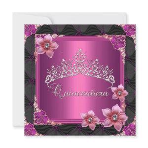 Quinceanera 15th Birthday Party Pink Tiara Button