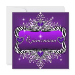 Quinceanera 15th Birthday Party Purple Zebra Black