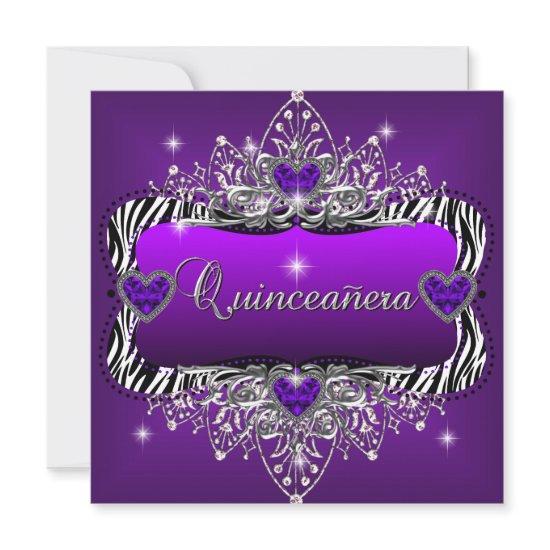 Quinceanera 15th Birthday Party Purple Zebra Black