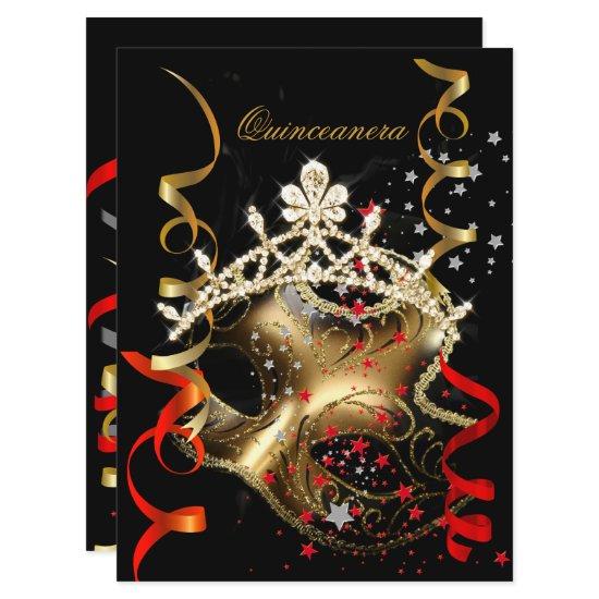 Quinceanera 15th Birthday Party Red Black Mask