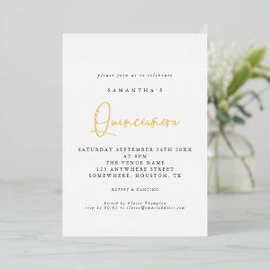 Quinceanera 15th Birthday Party Script White Real  Foil