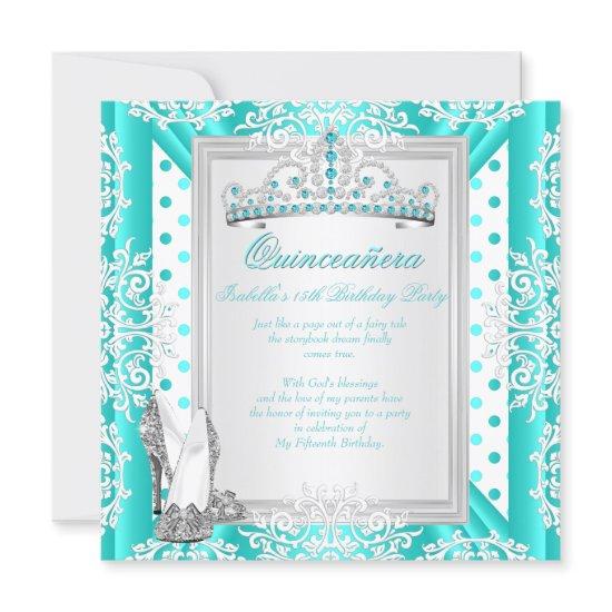 Quinceanera 15th Birthday Party Teal Blue Spots