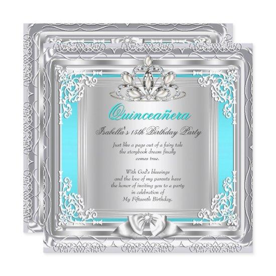 Quinceanera 15th Birthday Party Teal Silver