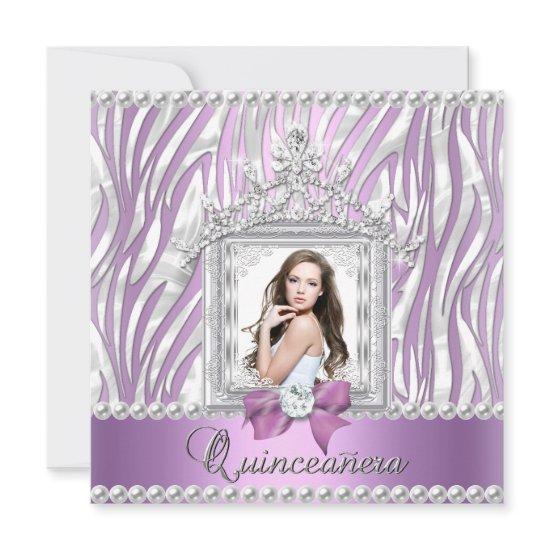 Quinceanera 15th Birthday Party Zebra Lilac Pearl