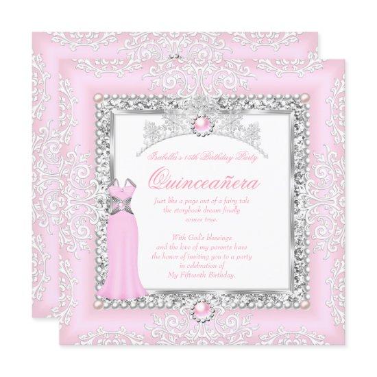 Quinceanera 15th Birthday Pearl Light Pink Lace