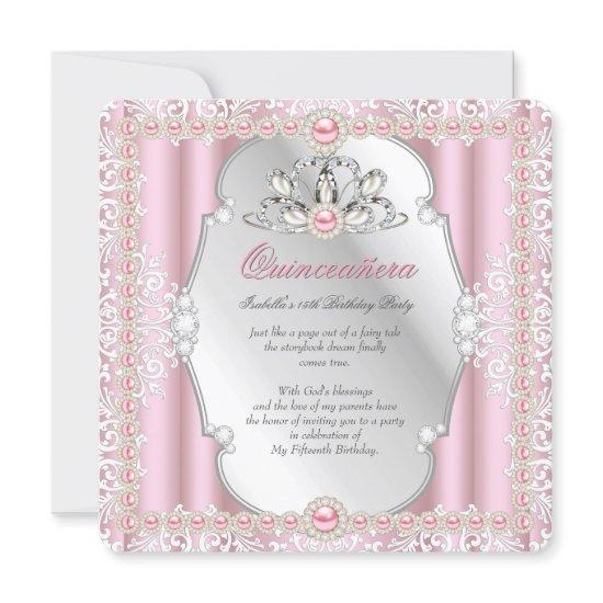 Quinceanera 15th Birthday Pearl Pink Silver 2