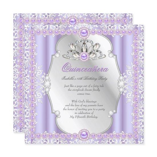 Quinceanera 15th Birthday Pearl Purple Silver