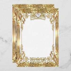 Quinceanera 15th Birthday Photo White Gold Foil