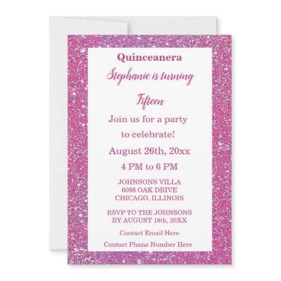 Quinceanera 15th Birthday Pink Rose Gold Glitter