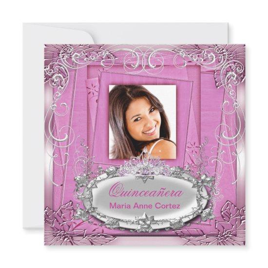 Quinceañera 15th Birthday Pink White Silver Tiara
