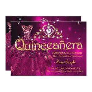 Quinceanera 15th Birthday Plum Pink Dress Tiara